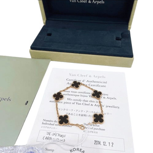 Bracelet Van Cleef & Arpels Vintage Alhambra - Bracelet en or jaune et onyx 58 Facettes jnci95