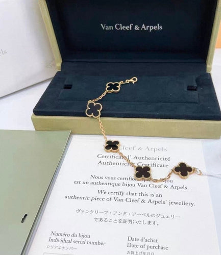Bracelet Van Cleef & Arpels Vintage Alhambra - Bracelet en or jaune et onyx 58 Facettes jnci95