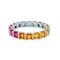 Bague 52 Rainbows - Alliance en platine, saphirs multicolores et diamants 58 Facettes Ar