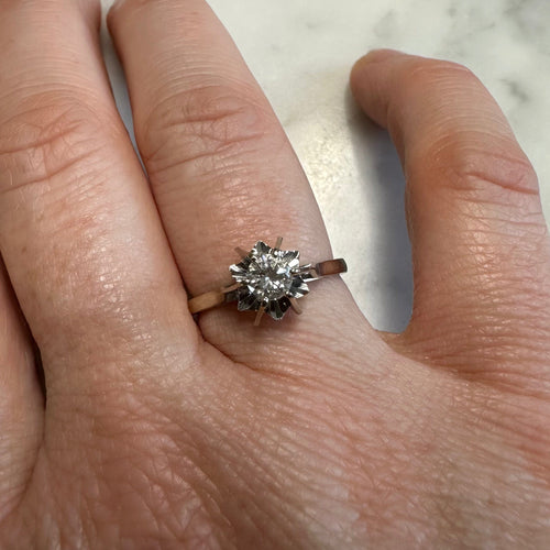 Bague 54.5 Solitaire - Bague diamant en or gris rosé 58 Facettes REF2234