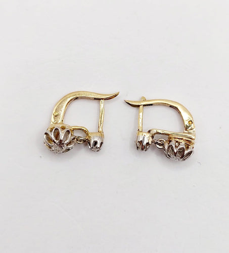 Boucles d'oreilles Dormeuses anciennes en or 18k, platine et diamants 58 Facettes A07232