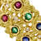 Bague 56 Bague ajourée en or jaune avec rubis, émeraudes, saphirs et diamants 58 Facettes 40254