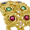 Bague 56 Bague ajourée en or jaune avec rubis, émeraudes, saphirs et diamants 58 Facettes 40254