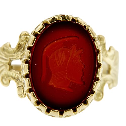 Bague 69 Bague chevalière homme en or jaune et camée de cornaline 58 Facettes 38403