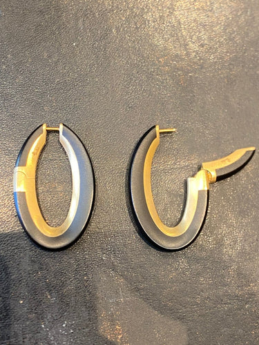 Boucles d'oreilles Pomellato Vintage - Boucles d'oreilles créoles en or 18 ct et ébène 58 Facettes LP249