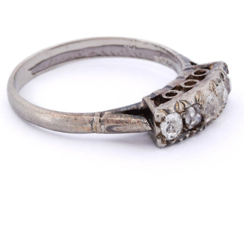 Bague 54 Bague ancienne en or blanc 18 ct et diamants 58 Facettes AN675 (0039)