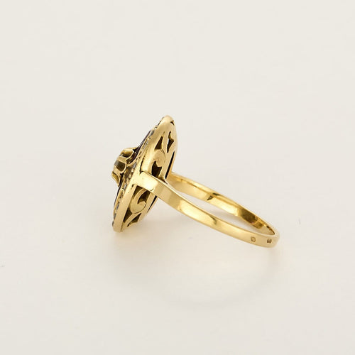 Bague 54 Rétro - Bague en or jaune, diamants et rubis 58 Facettes B250601
