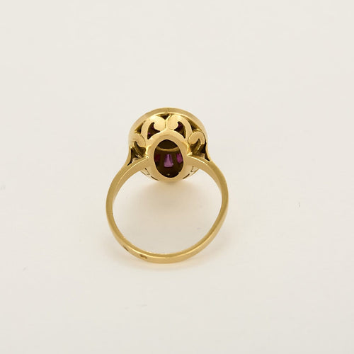 Bague 54 Rétro - Bague en or jaune, diamants et rubis 58 Facettes B250601