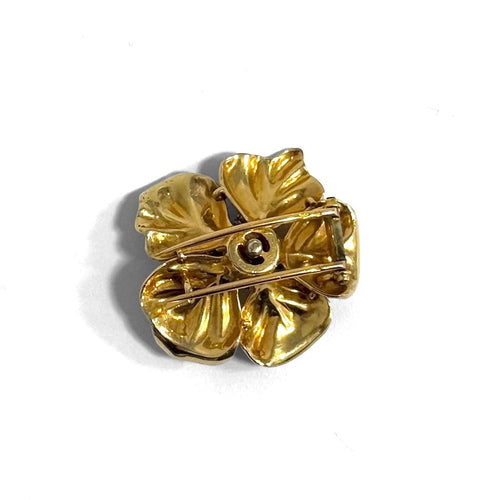 Broche Broche fleur épanouie en or jaune, saphirs et diamants 58 Facettes REF2569-337