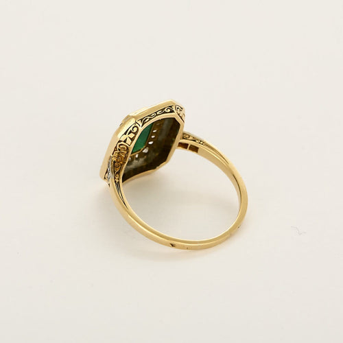 Bague 57 Bague en or jaune et blanc, émeraudes et diamants 58 Facettes B260346