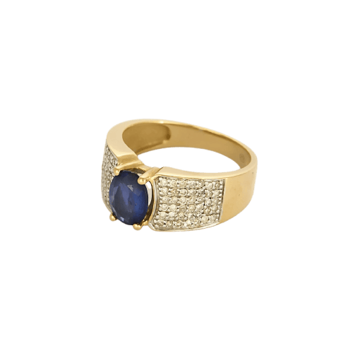Bague 54 Bague en or jaune et or blanc, saphir et diamants 58 Facettes B260244