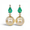 Boucles d'oreilles Boucles d'oreilles en or jaune 14 ct, émeraudes, perles et diamants 58 Facettes E026