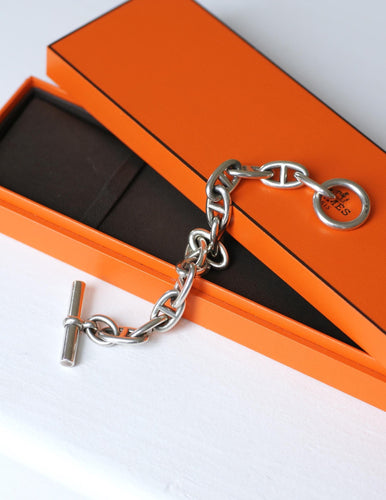 Bracelet Hermès Chaîne d'Ancre - Bracelet en argent 13 maillons 22 cm 58 Facettes