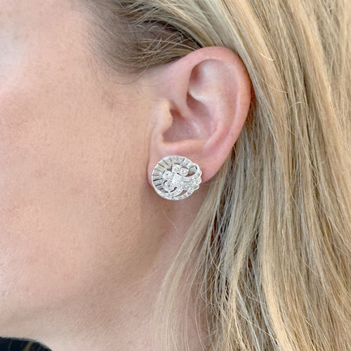 Boucles d'oreilles Boucles d'oreilles vintage en platine, or blanc et diamants 58 Facettes 35674