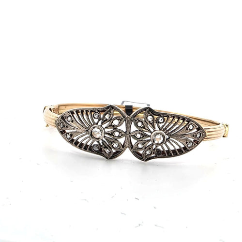Bracelet Bracelet rigide victorien en or jaune 18k et argent, avec diamants 58 Facettes 144/26 C