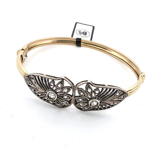 Bracelet Bracelet rigide victorien en or jaune 18k et argent, avec diamants 58 Facettes 144/26 C