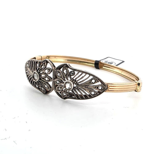 Bracelet Bracelet rigide victorien en or jaune 18k et argent, avec diamants 58 Facettes 144/26 C