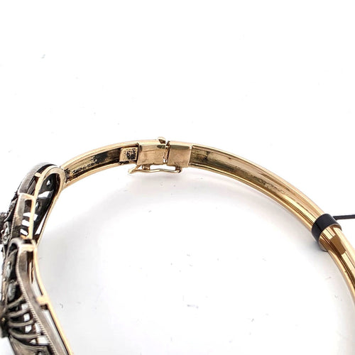 Bracelet Bracelet rigide victorien en or jaune 18k et argent, avec diamants 58 Facettes 144/26 C
