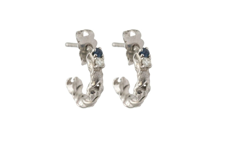 Boucles d'oreilles Boucles d'oreilles semi-circulaires en or jaune, saphirs et diamants 58 Facettes 12231