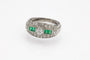 Bague 58 Chevalière - Bague en platine, diamants et émeraudes 58 Facettes 12230