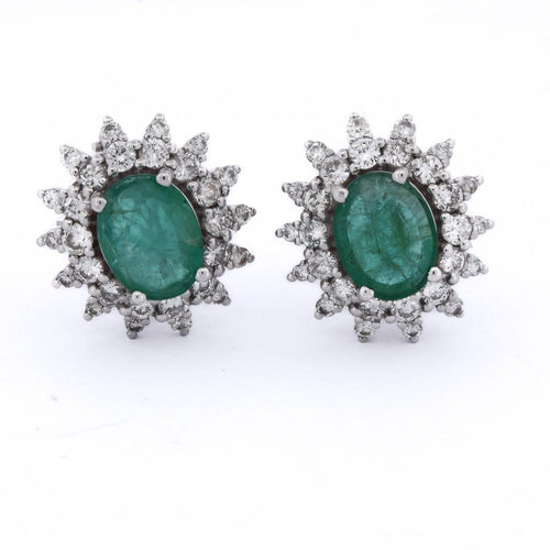 Boucles d'oreilles Boucles d'oreilles en or 18 kt, émeraudes et diamants 58 Facettes OR240 (05619)