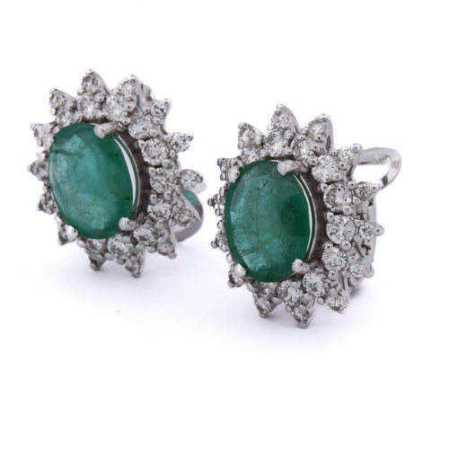 Boucles d'oreilles Boucles d'oreilles en or 18 kt, émeraudes et diamants 58 Facettes OR240 (05619)