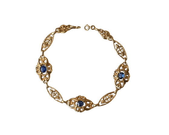 Belle Époque - Bracelet guirlande en or jaune et saphirs