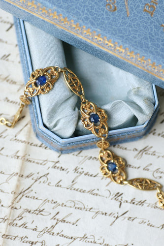 Bracelet Belle Époque - Bracelet guirlande en or jaune et saphirs 58 Facettes