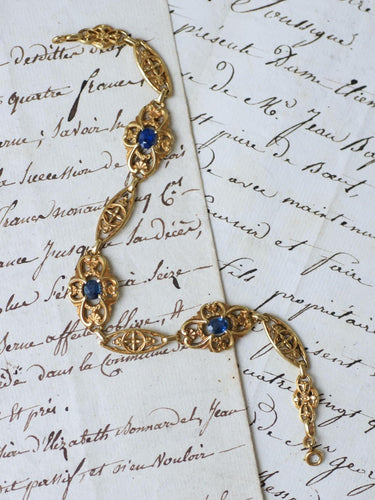 Bracelet Belle Époque - Bracelet guirlande en or jaune et saphirs 58 Facettes
