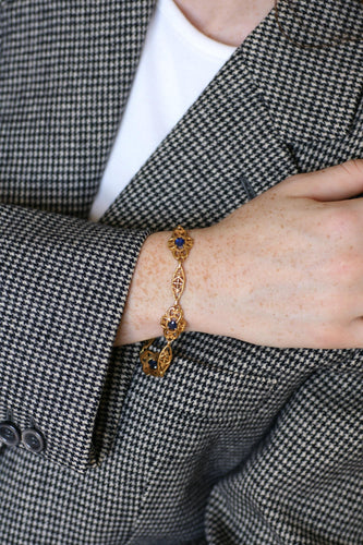 Bracelet Belle Époque - Bracelet guirlande en or jaune et saphirs 58 Facettes