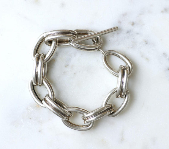 Bracelet Bracelet Gourmette Ovale Articulé Argent Massif Années 70 58 Facettes