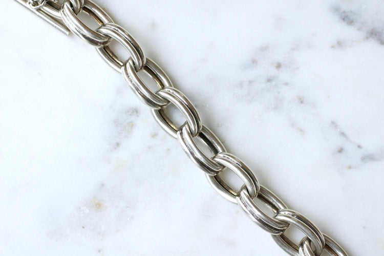 Bracelet Bracelet Gourmette Ovale Articulé Argent Massif Années 70 58 Facettes