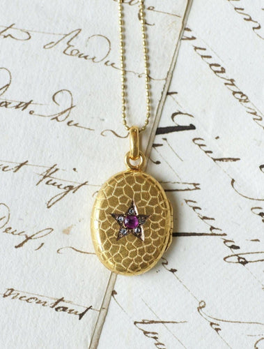 Pendentif Médaillon étoile - Pendentif en or jaune, rubis, saphir et diamants 58 Facettes