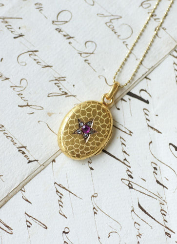 Pendentif Médaillon étoile - Pendentif en or jaune, rubis, saphir et diamants 58 Facettes