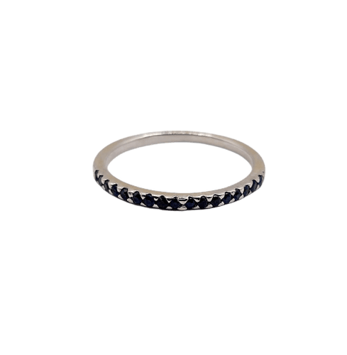 Demi-alliance vintage - Bague en or blanc 18K et saphirs bleus