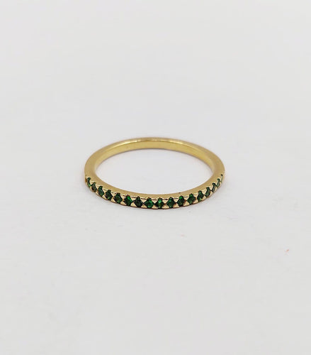 Bague 49.5 Demi-alliance vintage en or 18k et grenats tsavorites 58 Facettes A07414