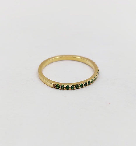 Bague 49.5 Demi-alliance vintage en or 18k et grenats tsavorites 58 Facettes A07414