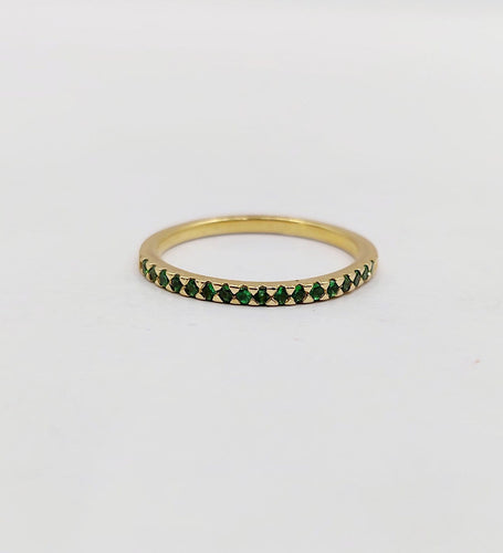 Bague 49.5 Demi-alliance vintage en or 18k et grenats tsavorites 58 Facettes A07414