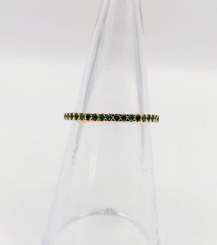 Bague 49.5 Demi-alliance vintage en or 18k et grenats tsavorites 58 Facettes A07414
