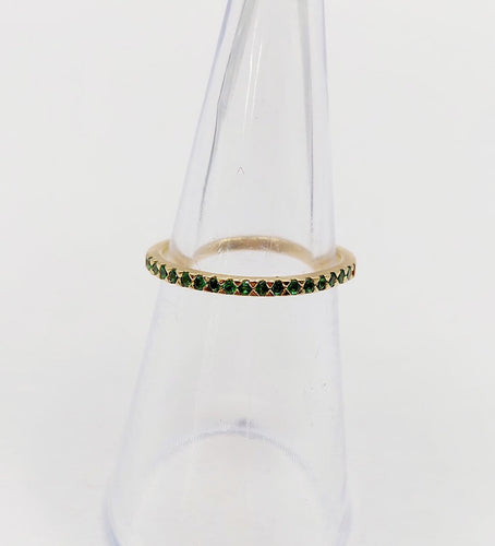 Bague 49.5 Demi-alliance vintage en or 18k et grenats tsavorites 58 Facettes A07414