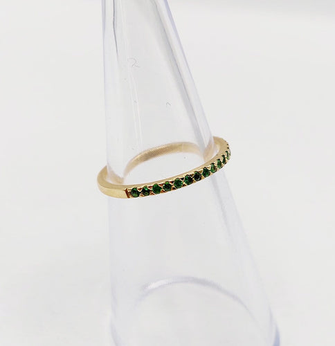 Bague 49.5 Demi-alliance vintage en or 18k et grenats tsavorites 58 Facettes A07414