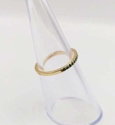 Bague 49.5 Demi-alliance vintage en or 18k et grenats tsavorites 58 Facettes A07414
