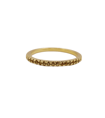 Demi-alliance vintage en or 18k et saphirs jaunes
