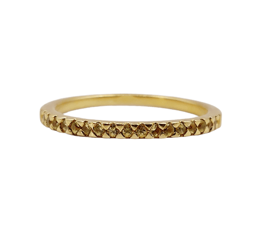 Demi-alliance vintage en or 18k et saphirs jaunes