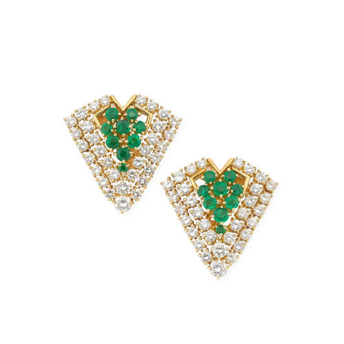 Boucles d'oreilles Piaget - Parure collier et boucles d'oreilles en or jaune, émeraudes et diamants 58 Facettes pi