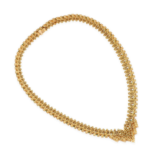 Boucles d'oreilles Piaget - Parure collier et boucles d'oreilles en or jaune, émeraudes et diamants 58 Facettes pi