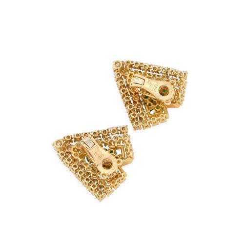 Boucles d'oreilles Piaget - Parure collier et boucles d'oreilles en or jaune, émeraudes et diamants 58 Facettes pi