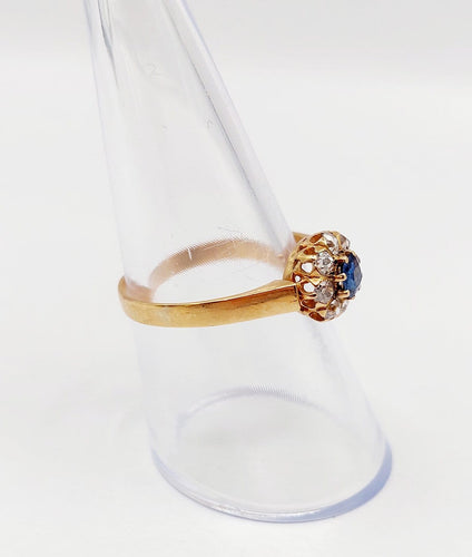 Bague 56.5 Bague marguerite antique en or rose 18k, saphir et diamants 58 Facettes A07416