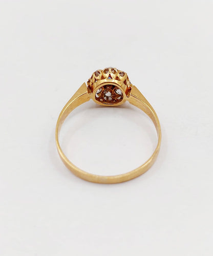Bague 56.5 Bague marguerite antique en or rose 18k, saphir et diamants 58 Facettes A07416