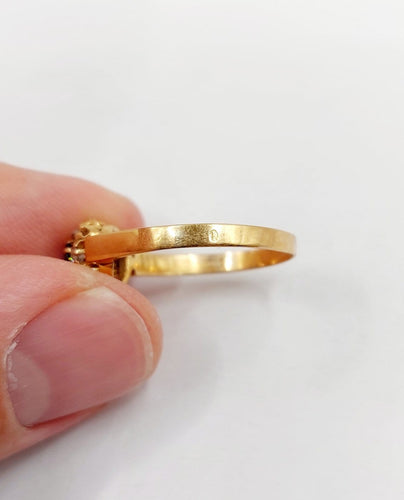 Bague 56.5 Bague marguerite antique en or rose 18k, saphir et diamants 58 Facettes A07416